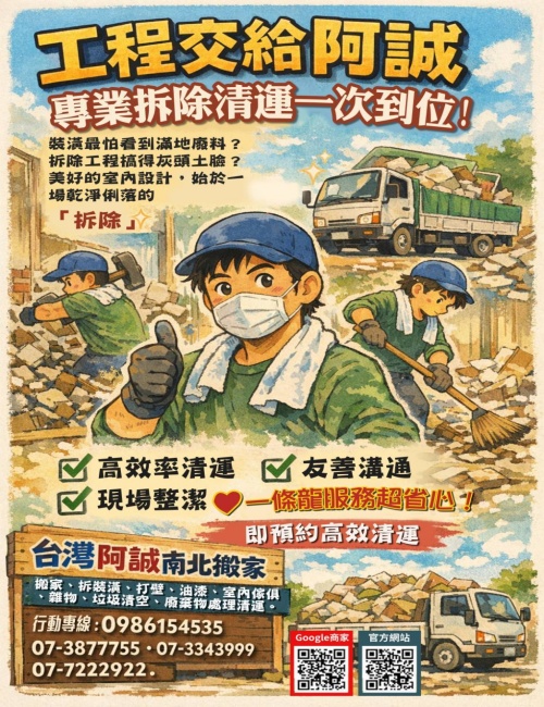 台灣阿誠南北市區搬家